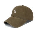 Casquette de baseball marron foncé avec logo SN brodé blanc et visière courbée - Réglable / café