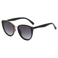 Occhiali da sole cat-eye alla moda con montatura nera, bordo dorato e lenti sfumate - Montatura Nera/Grigio Sfumato