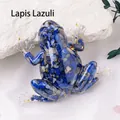Frog figurine ornament made of natural lapis lazuli stones and resin with gold flakes - Lapis Lazuli