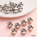 10mm silver stainless steel round spacer beads with holes for DIY jewelry making - 10mm (Hole approx 3mm) 10pcs/pack / Steel