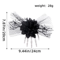 Gothic Halloween hair clip featuring a black flower with skull hand and mesh veil detail - L2-4 Black Flower / 24*20