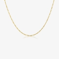 Minimalist S925 sterling silver Figaro chain necklace with elegant golden finish - 18K Gold-MMN84 (Gold Figaro Chain)