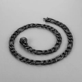 Polished black stainless steel Cuban link chain necklace with secure round clasp - 20cm Bracelet / Black (Smooth Clasp)