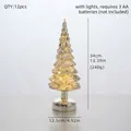 Elegant 34cm silver glass LED Christmas tree with warm lights for festive tabletop decor - Style E Christmas Tree 34cm (240g)