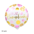18-inch white Feliz Cumpleaños foil balloon with pink and gold dots for birthday parties - 18 Inch Spanish Happy Birthday - Pink Gold Dots