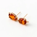 14k gold plated stud earrings with orange marquise-cut crystals and hanging loops - Dark Orange