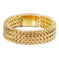 Gouden dubbelrijige Franco kettingarmband met brede rechthoekige sluiting - 19cm / 18mm Breedte (KB56408-D) / Goud