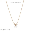 Luxury 18k gold plated stainless steel necklace with double rectangular zircon stones - Double Rectangular Gemstone Necklace (TN3526)