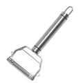 Professional silver stainless steel 2-in-1 peeler and julienne slicer with cylindrical handle - 410 Stainless Steel / Big Smile Face (Double Line)