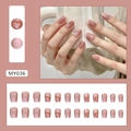Unghie finte corte quadrate rosa occhio di gatto con design a cuore per manicure - Rosa Occhio di Gatto Cuore Trasparente Ghiaccio (MY036)