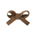 Handmade brown linen bow hair clip for girls featuring natural woven fabric texture - Brown