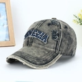 Detailed view of the distressed vintage cotton baseball cap with Venezia embroidery - Dark Grey