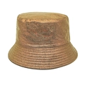Detail of metallic golden bucket hat with shimmering fabric and stitched brim design - M (56-58cm) / Dark Gold