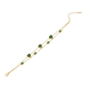 Gold stainless steel double layer bracelet with green emerald heart and oval gemstones - Heart and Oval Style (4#)