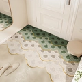 Tapis d'entrée en PVC nordique avec motif d'écailles en vert, gris et blanc - Lumière d'Écaille