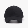 Classic minimalist black six-panel cotton baseball cap with curved brim for outdoor use - Adjustable / Black