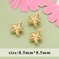 Golden starfish charms for DIY jewelry making, small seashell pendants 8.5mm x 8.5mm - Golden Starfish