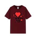 Maroon short sleeve t-shirt with Happy Valentine's Day print and red hearts - Burgundy (Valentine's Day Print)