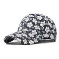 Gorra de béisbol de algodón con estampado floral de hibisco para uso exterior - Blanco con Flores Pequeñas