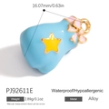 Blue enamel gift bag charm in alloy with yellow star and pink bow specifications - Blue Gift Bag (PJ92611E)