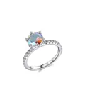 Lussuoso anello in argento S925 con grande zircone arcobaleno e montatura a sei griffe - US 5 / Stile con Pietra Arcobaleno a Sei Griffe (RHR1236)