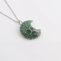 Silver tree of life wire wrapped green aventurine moon pendant necklace for women - Green Aventurine Moon