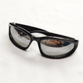 Futuristic sports sunglasses with black frames and silver reflective mirror lenses - Black Frame Silver Mirror