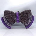 Sparkling purple bow-shaped rhinestone clutch bag with gradient crystal embellishments - Dark Purple Gunmetal Hardware