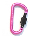 Pink D-ring aluminum carabiner with black screw lock for backpacks and keychains - Rose Red