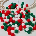 Mix of 200pcs red, green, and white 1.5cm plush pom poms for Christmas DIY crafts - Green Mix (1.5cm, 200pcs/pack)