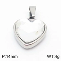 18K Titanstahl-Herzanhänger mit 14mm Zirkonia-Kristall und silberner Oberfläche - Nur Anhänger / Stahl Weiß (KP119932-Z)
