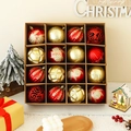 Set dettagliato di 16 palline di Natale rosse e oro in una confezione regalo festiva - Stile 1 (Rosso e Oro)