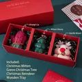Christmas scented candle gift set with reindeer, tree and mitten shapes in a red box - Set B - Mitten & Tree & Reindeer