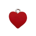 Vibrant red heart-shaped resin pendant charm with durable metal ring for DIY jewelry making - Red