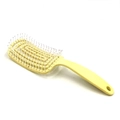 Hellgelbe gebogene Skelettbürste mit Massageborsten für Styling und Kopfhautpflege - Flach Quadratisch Gelb