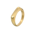 Detaillierte Makroansicht eines minimalistischen 5mm polierten Edelstahlrings in Gold - Größe 6 / Gold