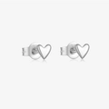 Minimalist S925 sterling silver heart-shaped stud earrings in a polished silver finish - 925 Silver / Platinum