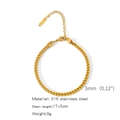 3mm wide golden 316 stainless steel chain bracelet for women with 17+5cm extension - Square Link Chain (ZHSLG10)