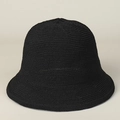 Close-up of black breathable knitted bucket hat showing detailed mesh texture and weave - M (56-58cm) / Black