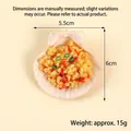 Artificial scallop food model keychain with garlic chili topping, 5.5cm wide and 6cm high - High Garlic Scallop - No Hook