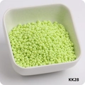 3mm light green durable round glass seed beads in a white tray for DIY jewelry, model KK28 - KK28 Fruit Green