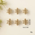 Lot de 6 pinces à neige en bois à paillettes dorées pour décoration de Noël 4cm - Flocon de Neige Doré
