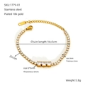 Bracciale tennis in acciaio placcato oro 18K con tre grandi zirconi cubici di forma quadra - Stile Zircone Bianco (1779-White)