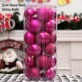 3cm rose red Christmas ball ornaments set with glossy matte and glitter finishes - Rose Red Mixed Style / 3cm