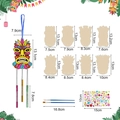 DIY Tiki mask wood chime kit with dimension specs for wooden plates and metal tubes - 9Pcs Hawaii Tiki Kit