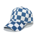 Klassische blau-weiße Schachbrett-Baseballkappe mit gebogener Krempe zum Sonnenschutz - M (56-58cm) / Blau