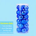 Lot de 24 boules de Noël bleues mates et brillantes de 4cm dans un tube plastique - 4cm (Ensemble de 24) / Bleu