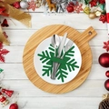Detalle de porta cubiertos de fieltro con forma de copo de nieve verde para Navidad - Estrella Hexagonal Copo Verde