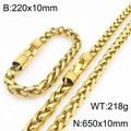 Parure de bijoux dorée avec collier et bracelet dotée d'un fermoir rotatif élégant - Or (10mm)