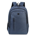 Blue oxford fabric casual backpack featuring a SPORT logo and multi-pocket storage - Blue